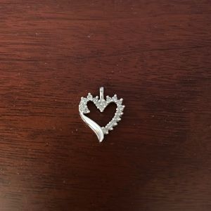 White gold diamond heart charm